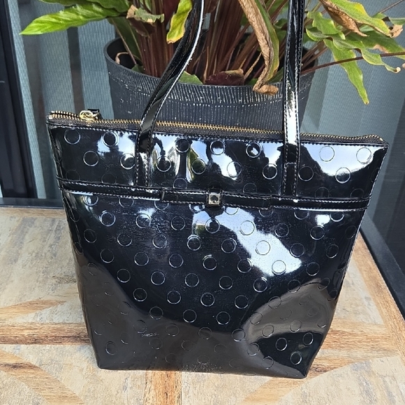 kate spade New York Jeralyn Camellia Street Polka Dot Patent  Small Tote - Picture 13 of 16